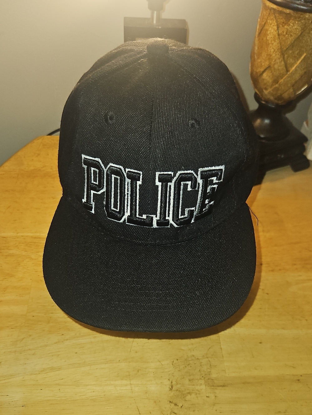 Black Baseball Cap with POLICE Embroidered Logo
